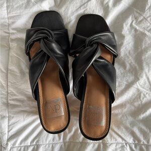 Women's Size 7.5 Black Knot Slip-On Sandals | AP | Woven Platform Heels